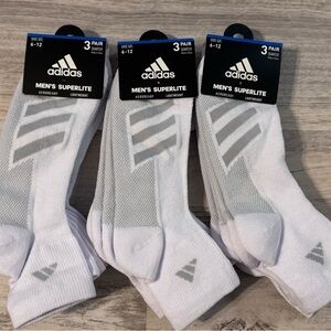 adidas Men's Superlite Gray and White Socks - 3, 3 Packs